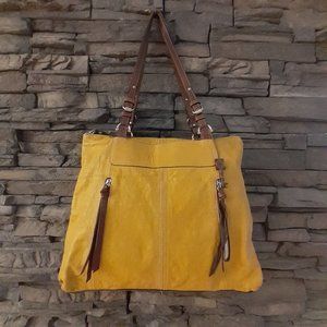 LONG LIVE VINTAGE Rustic FOSSIL rough Western ranch style raw leather bag